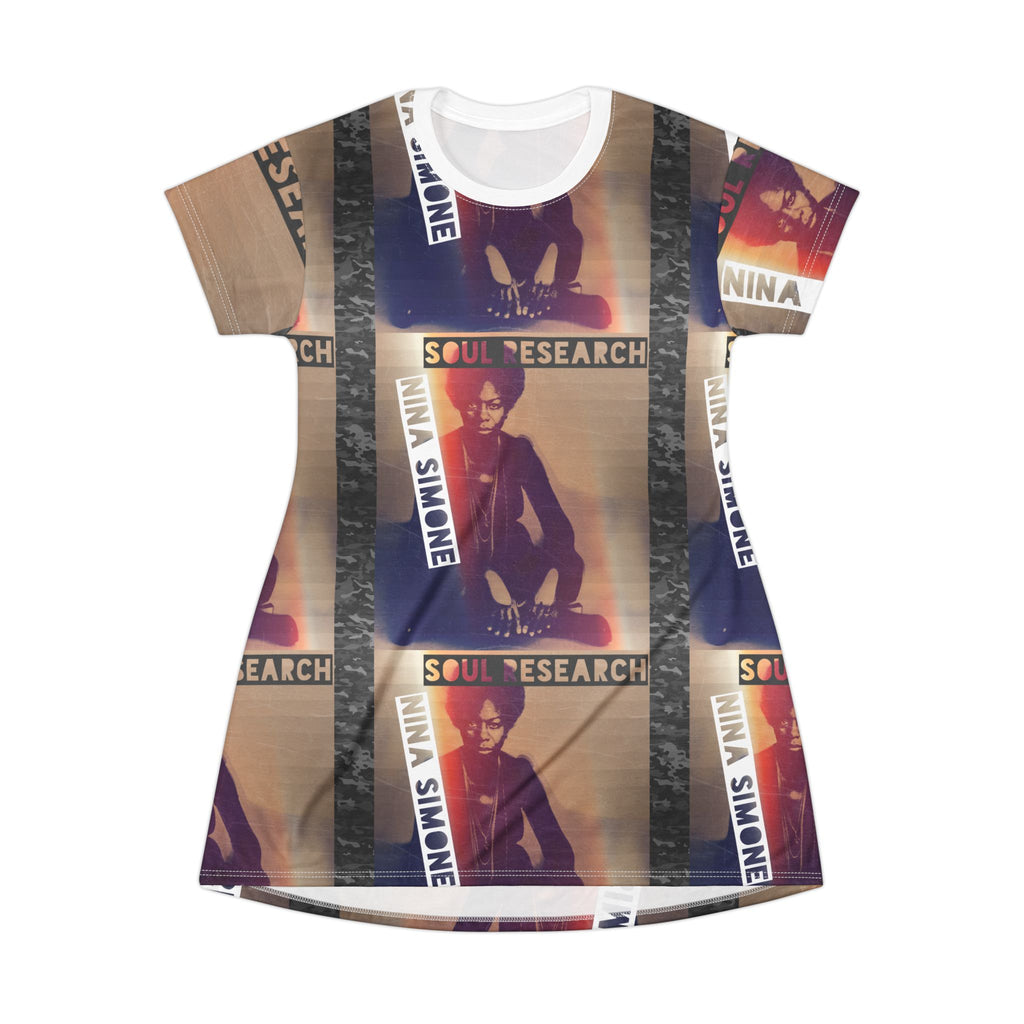 Nina Simone Inspired T-Shirt Dress | AOP Fashion, Music Lover's Gift, Retro Vibe Dress, Casual Chic Outfit, Unique Streetwear