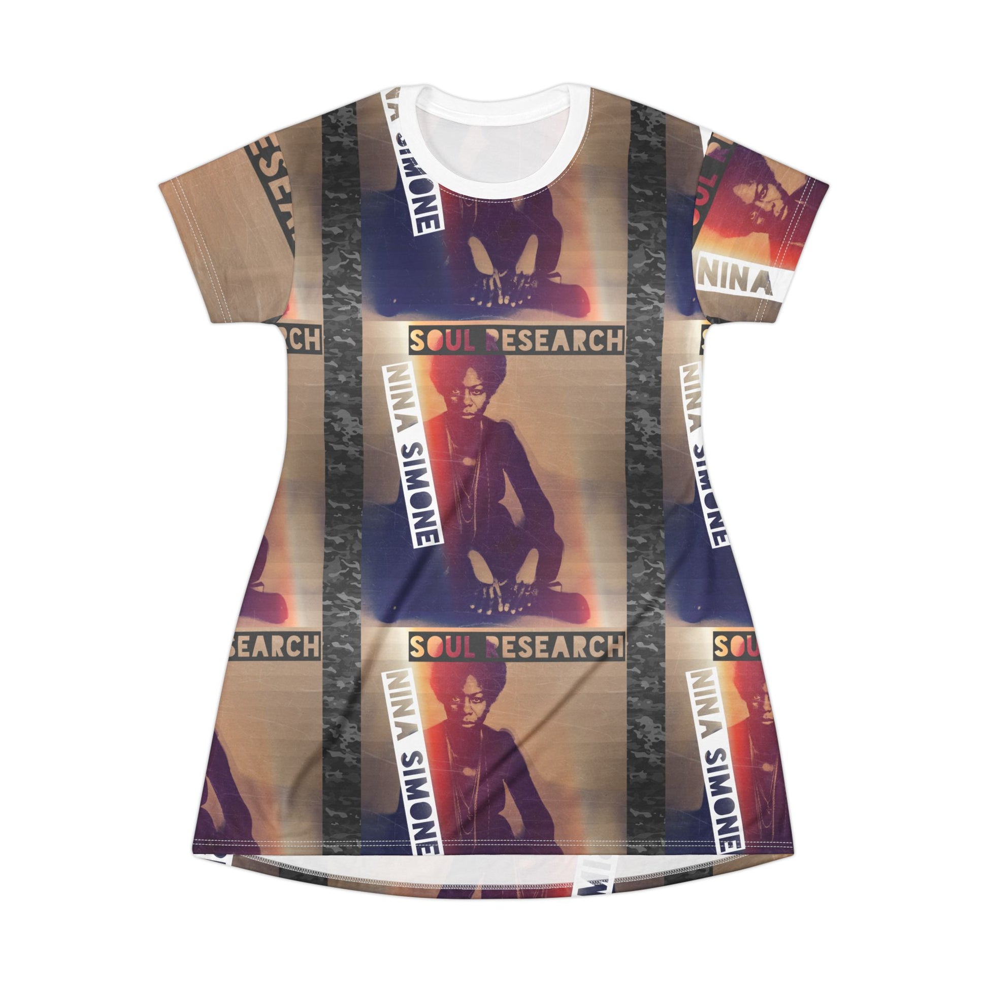 Nina Simone Inspired T-Shirt Dress | AOP Fashion, Music Lover's Gift, Retro Vibe Dress, Casual Chic Outfit, Unique Streetwear