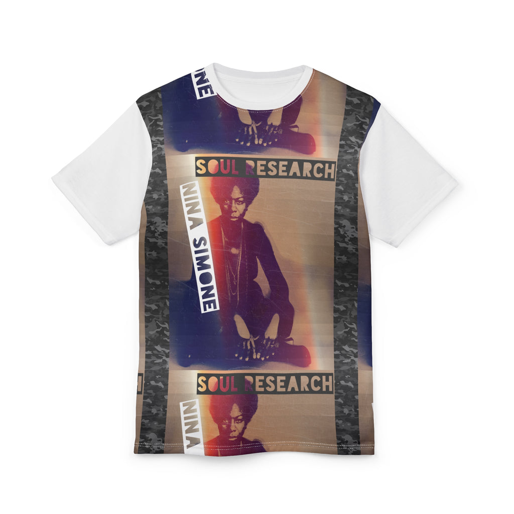 Nina Simone Soul Research Unisex Tee, Retro Graphic T-Shirt, Music Lover Gift, AOP Tee, Vintage Soul Fashion
