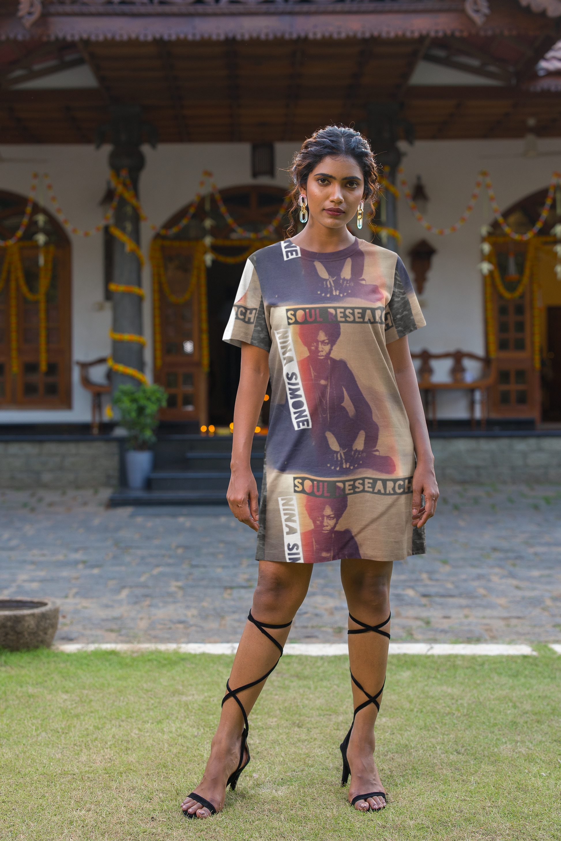 Nina Simone Inspired T-Shirt Dress | AOP Fashion, Music Lover's Gift, Retro Vibe Dress, Casual Chic Outfit, Unique Streetwear